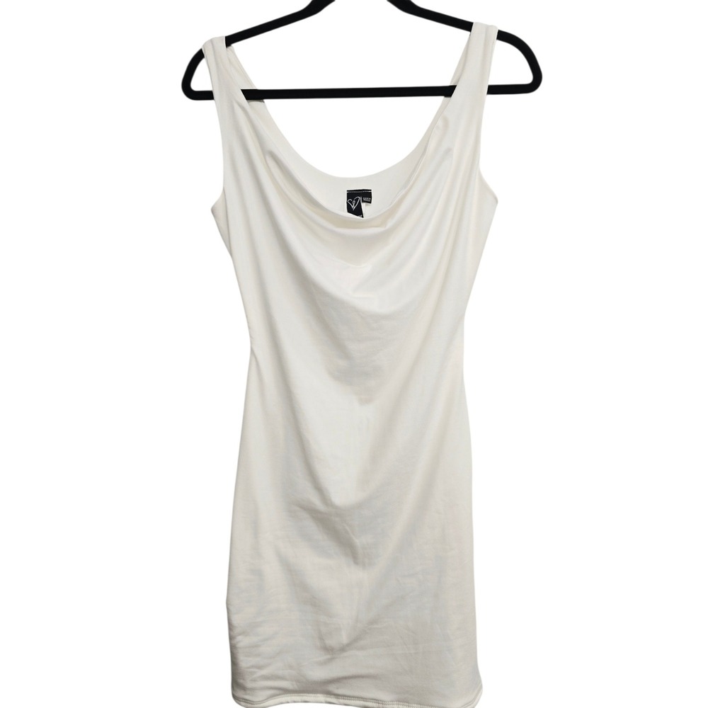 Windsor White Cowl Neck Bodycon Dress Size M NWT Minimalist Clean Girl Bridal